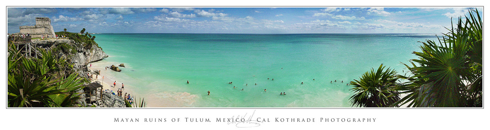 Tulum Mexico, beach under Mayan ruins.