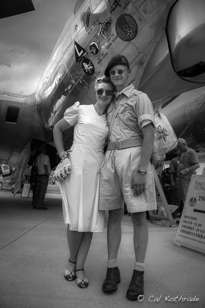WWII re-enactors by B-17 Bomber.