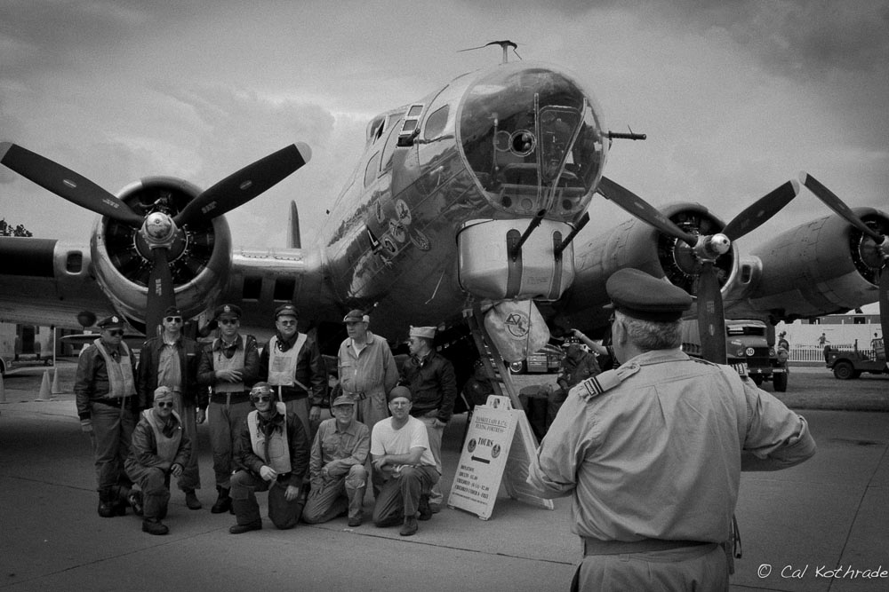 B-17 Bomber and crew re-enactors