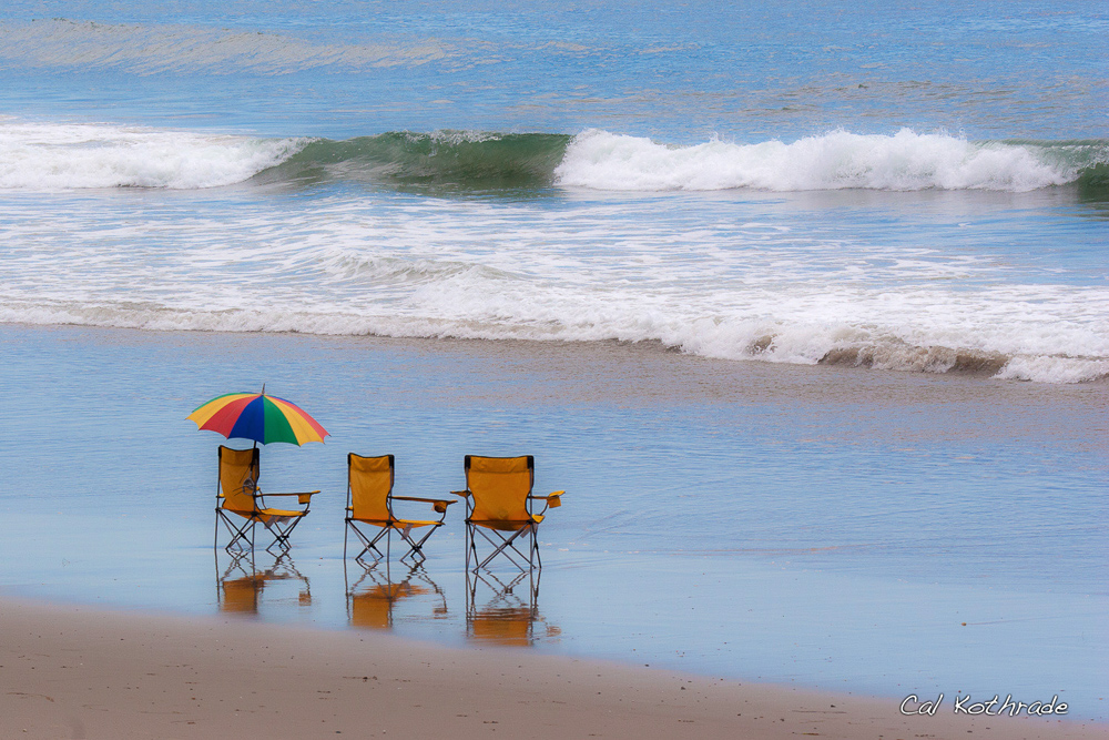 Pacific Ocean beach chairs in California