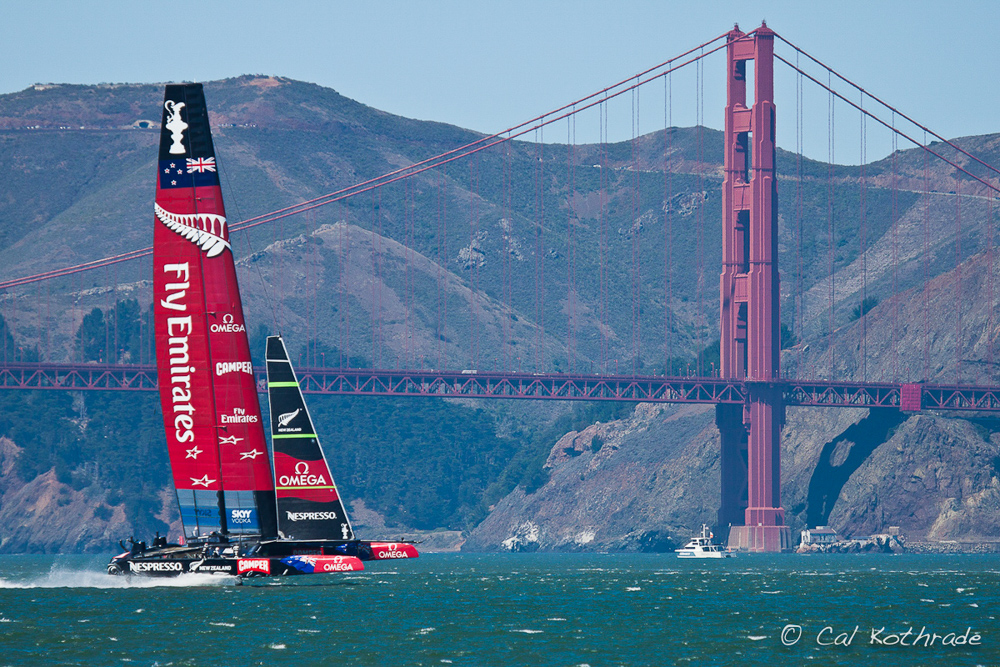 America's Cup Catamaran by Golden Gate Bridge